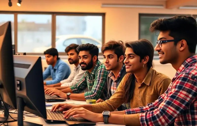 Students coding in the Techforge internship program, Salem